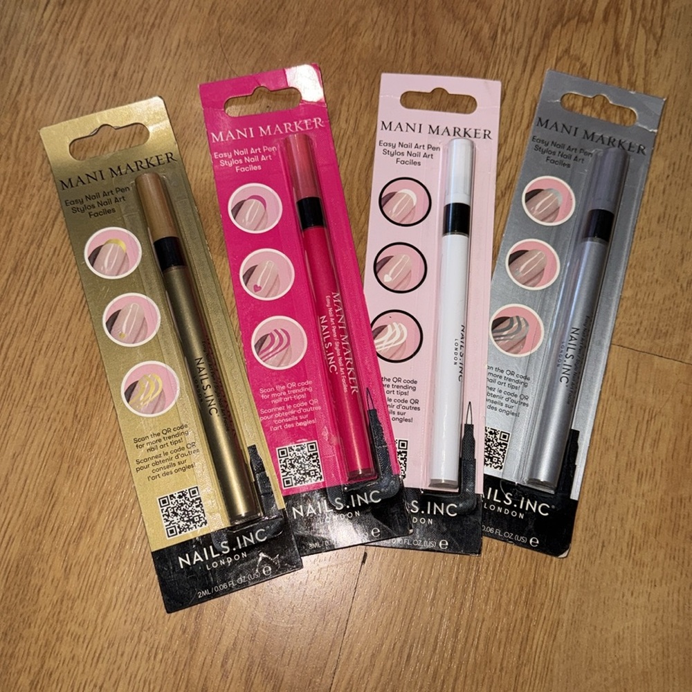 NIP Nails Inc - Mani Marker, 4 pack (Pink, Gold, Silver, White)